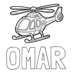 OMAR Coloring Page and Coloring Page of a Helicopter