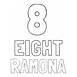 RAMONA Coloring Page and Coloring of the Number Eight (8) with the Written Name