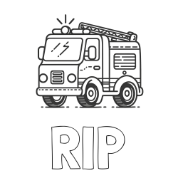 RIP Coloring Page and Easy Coloring Page of a Fire Truck