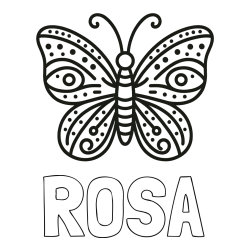 ROSA Coloring Page and Butterfly Coloring Page (Simple)
