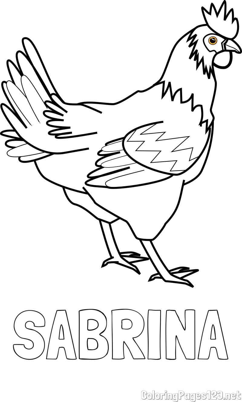SABRINA Coloring Page and Coloring Page of a Hen