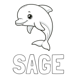 Online Created Coloring Page - SAGE Coloring Page and Children's Coloring Book of a Cute Dolphin