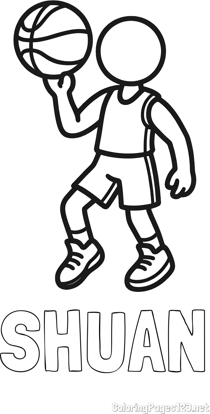 SHUAN Coloring Page and Children's Coloring Page of Basketball Player