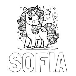 SOFIA Coloring Page and Cute Unicorn Coloring Page