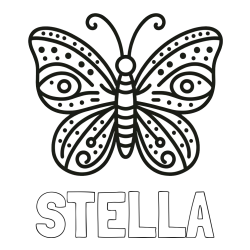 Online Created Coloring Page - STELLA Coloring Page and Butterfly Coloring Page (Simple)
