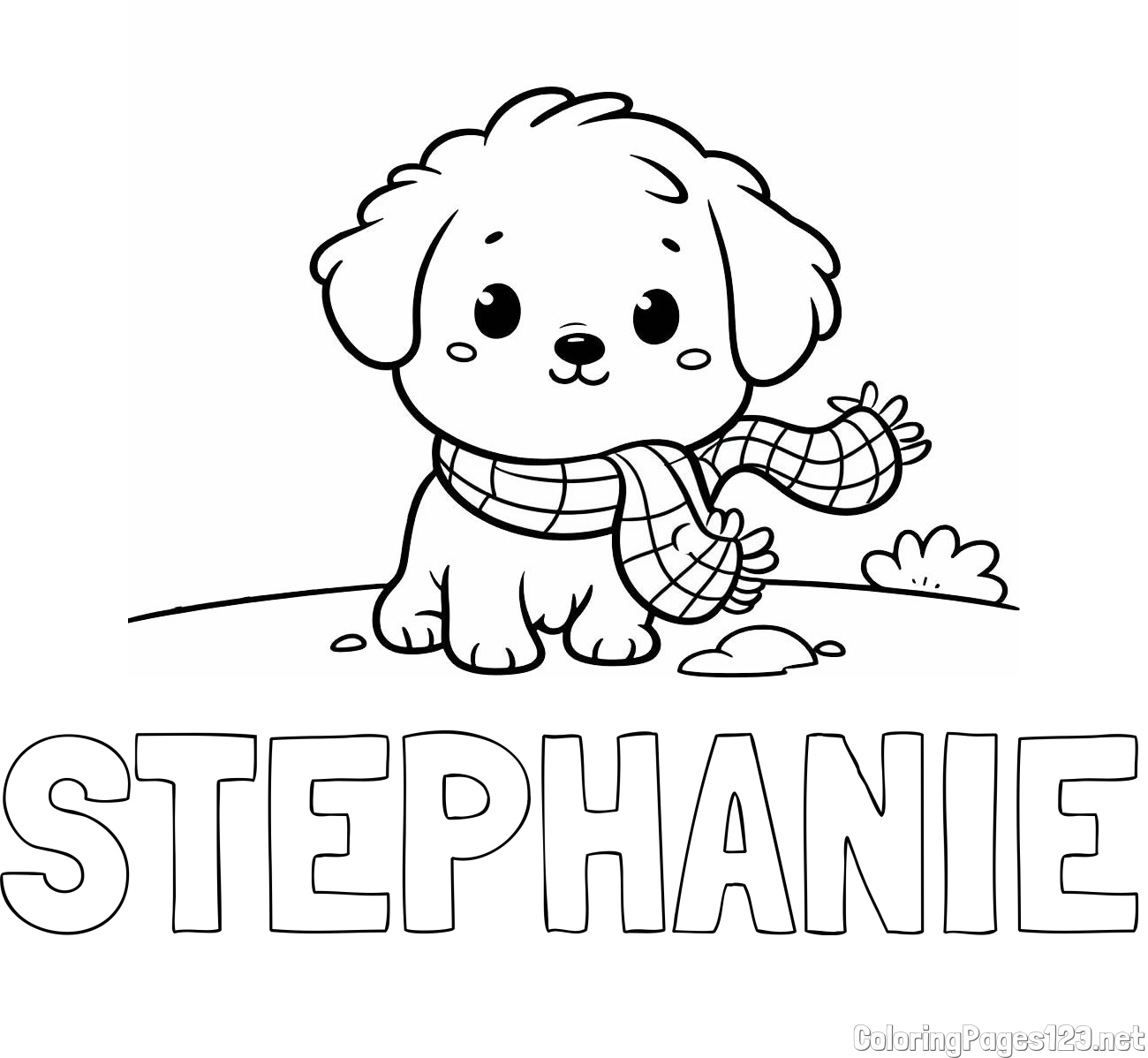 STEPHANIE Coloring Page and Coloring Page of an Adorable Puppy