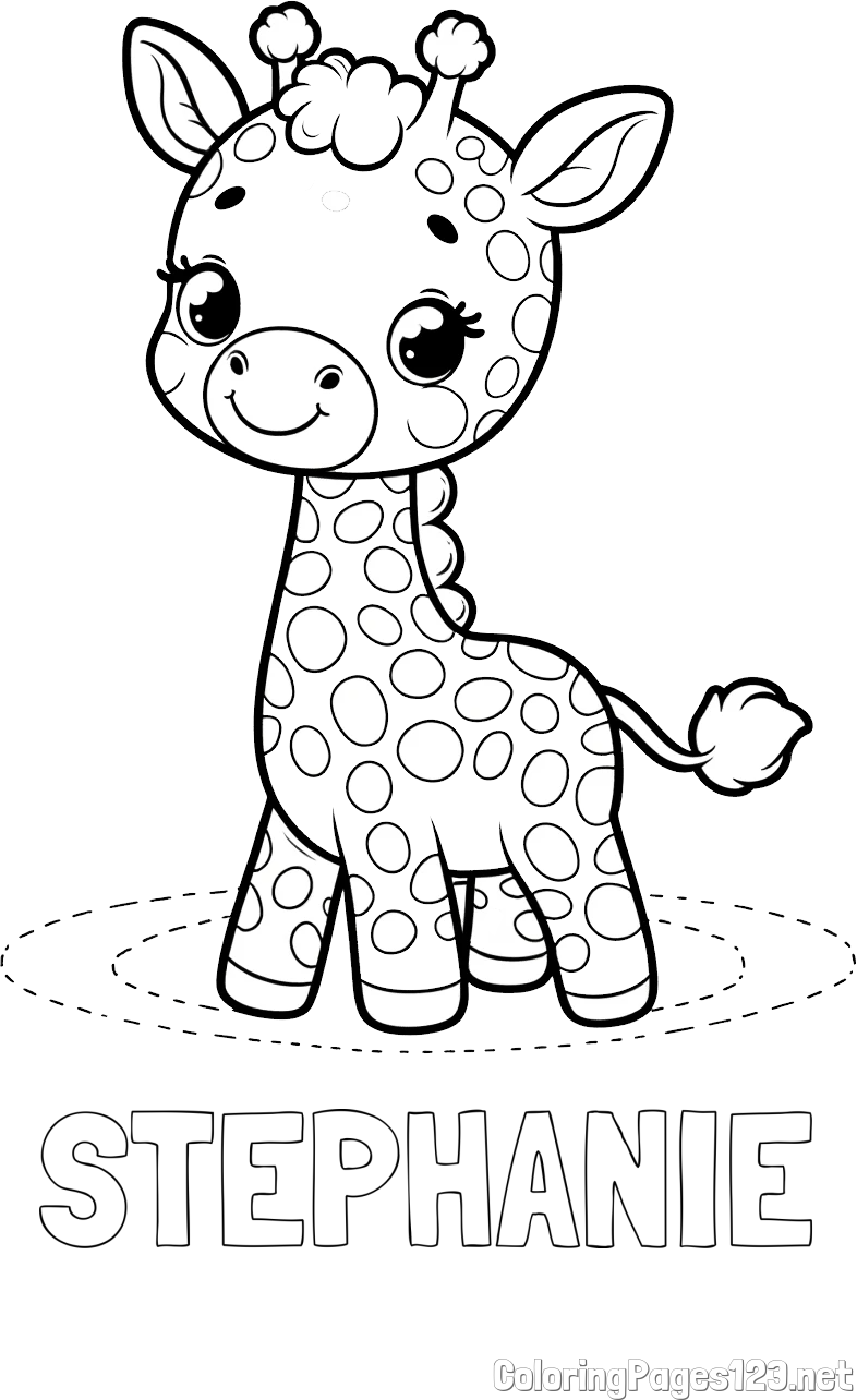 STEPHANIE Coloring Page and Playful Giraffe Coloring Page