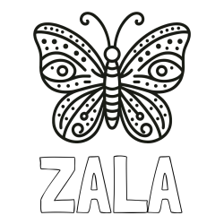 ZALA Coloring Page and Butterfly Coloring Page (Simple)