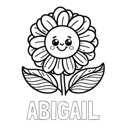 ABIGAIL Coloring Page and Smiling Flower Coloring Page