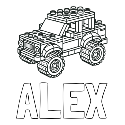 ALEX Coloring Page and LEGO Jeep Coloring Page