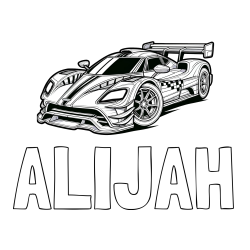 Online Created Coloring Page - ALIJAH Coloring Page and Coloring Page of a Futuristic Racing Car