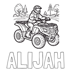 ALIJAH Coloring Page and Motorist on ATV Coloring Page