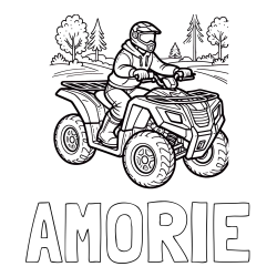 AMORIE Coloring Page and Motorist on ATV Coloring Page