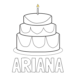 ARIANA Coloring Page and Big Birthday Cake Coloring Page