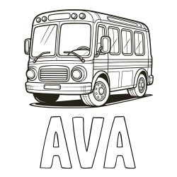 AVA Coloring Page and Coloring Page of a Big Bus