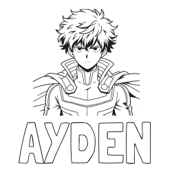 Online Created Coloring Page - AYDEN Coloring Page and Coloring Page of an Anime Superhero