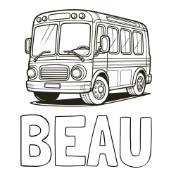 BEAU Coloring Page and Coloring Page of a Big Bus