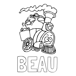 BEAU Coloring Page and Funny Train Coloring Page for Kids