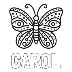 Online Created Coloring Page - CAROL Coloring Page and Butterfly Coloring Page (Simple)