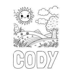 Online Created Coloring Page - CODY Coloring Page and Sunny Nature Coloring Page