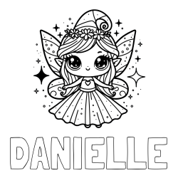 Online Created Coloring Page - DANIELLE Coloring Page and Coloring Page of Adorable Magical Fairy