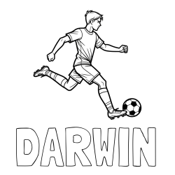 DARWIN Coloring Page and Soccer Player in Action Coloring Page