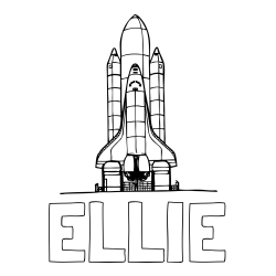 ELLIE Coloring Page and Space Shuttle Coloring Page