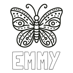 EMMY Coloring Page and Butterfly Coloring Page (Simple)