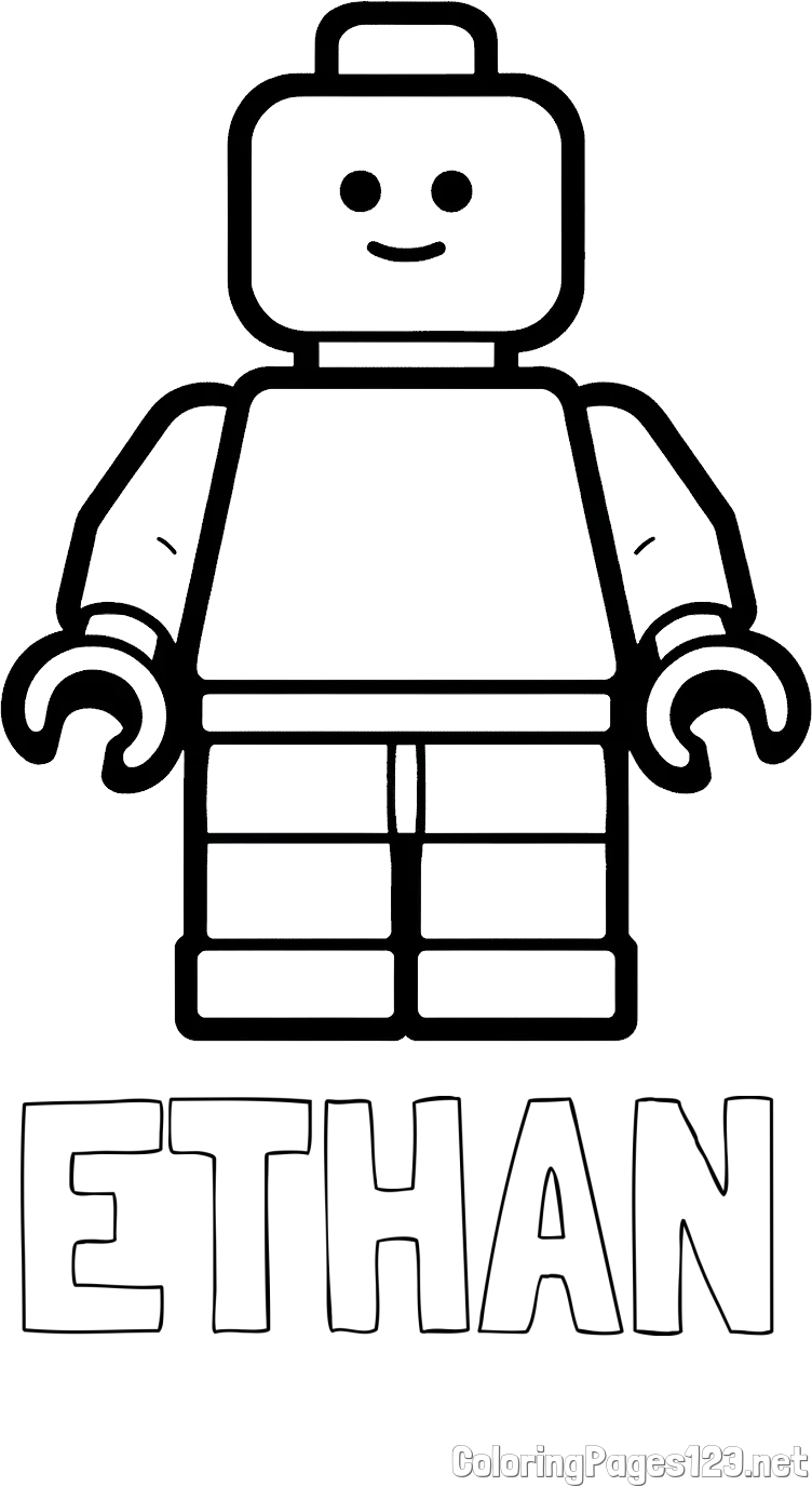 ETHAN Coloring Page and Easy LEGO Character Coloring Page