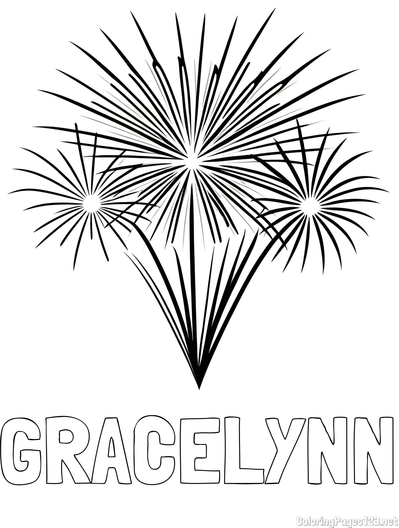 GRACELYNN Coloring Page and Beautiful New Year’s Fireworks Coloring Page