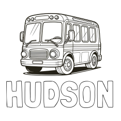 HUDSON Coloring Page and Coloring Page of a Big Bus