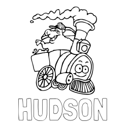 HUDSON Coloring Page and Funny Train Coloring Page for Kids