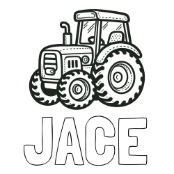 JACE Coloring Page and Beautiful Tractor Coloring Page