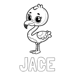 JACE Coloring Page and Coloring Page of an Adorable Flamingo with Big, Cute Eyes