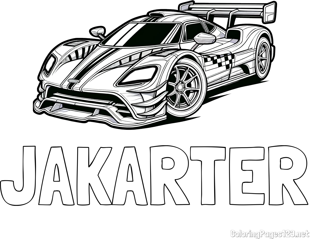 JAKARTER Coloring Page and Coloring Page of a Futuristic Racing Car