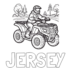 JERSEY Coloring Page and Motorist on ATV Coloring Page