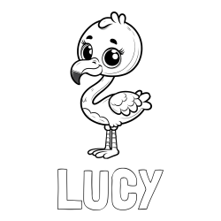 LUCY Coloring Page and Coloring Page of an Adorable Flamingo with Big, Cute Eyes