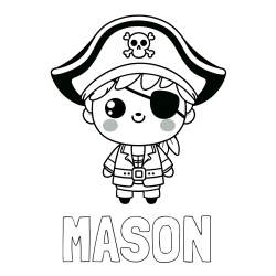 MASON Coloring Page and Easy Pirate Coloring Page for Kids