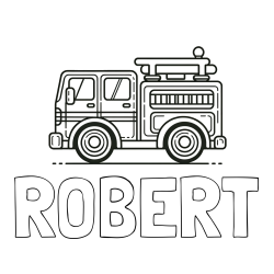 ROBERT Coloring Page and Easy Kids Coloring Page of a Fire Truck