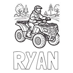 RYAN Coloring Page and Motorist on ATV Coloring Page