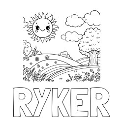 Online Created Coloring Page - RYKER Coloring Page and Sunny Nature Coloring Page