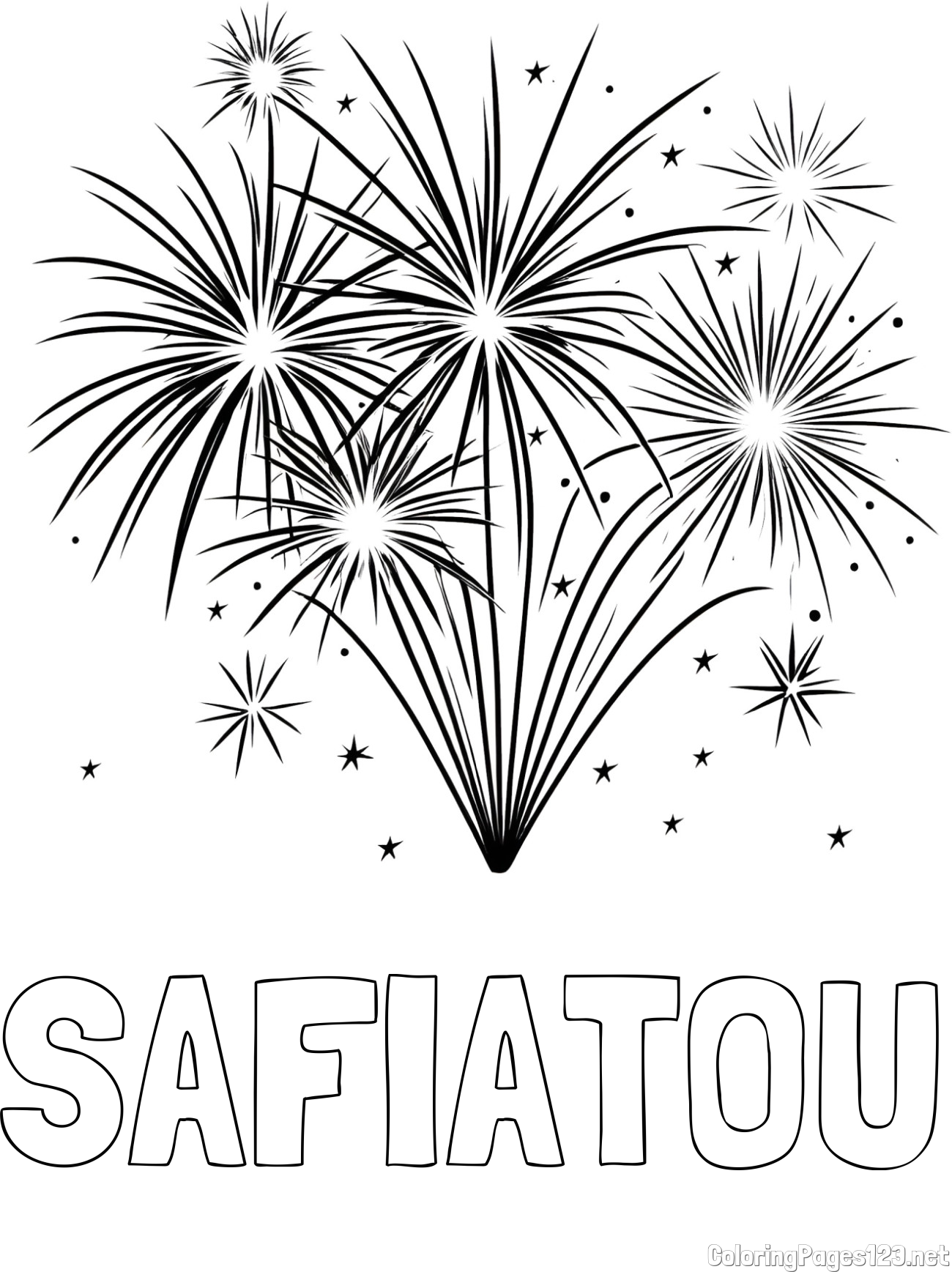 SAFIATOU Coloring Page and Big Fireworks Coloring Page