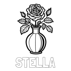Online Created Coloring Page - STELLA Coloring Page and Roses in a Vase Coloring Page