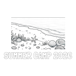 SUMMER CAMP 2026 Coloring Page and Beautiful Seashore Coloring Page