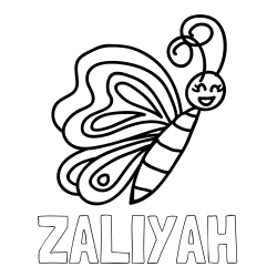 Online Created Coloring Page - ZALIYAH Coloring Page and Simple Butterfly Coloring Page