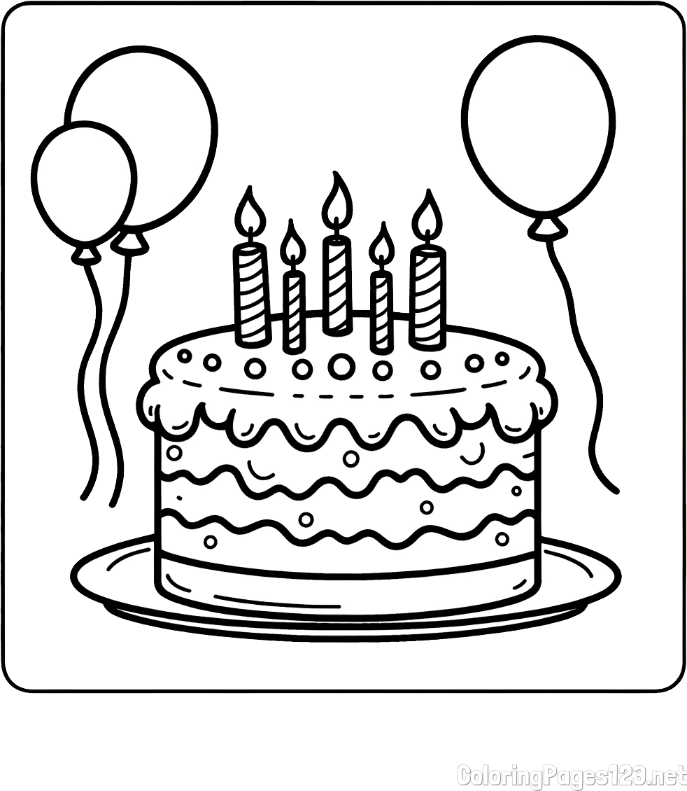 5th Birthday Cake Coloring Page