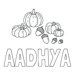 Online Created Coloring Page - AADHYA Coloring Page and Autumn Harvest Coloring Page - Acorns and Pumpkins