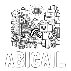 Online Created Coloring Page - ABIGAIL Coloring Page and Minecraft World Coloring Page