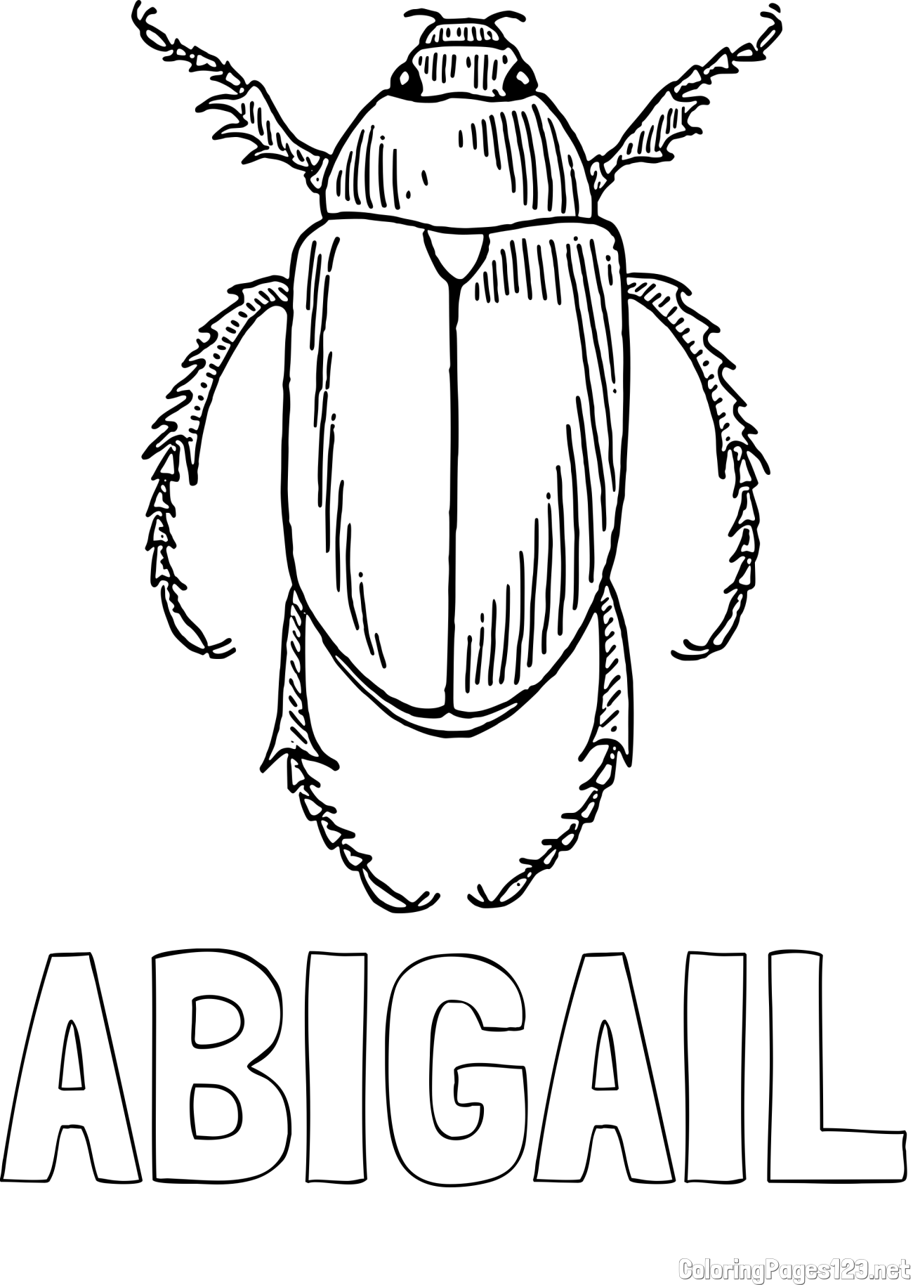 ABIGAIL Coloring Page and Realistic Cockroach Coloring Page