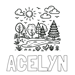 Online Created Coloring Page - ACELYN Coloring Page and Summer Coloring Page - Pond, Ducks and Forest
